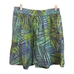 Banana Republic Linen Blend Pleated Circle Skirt Tropical Print Size 4 MN1